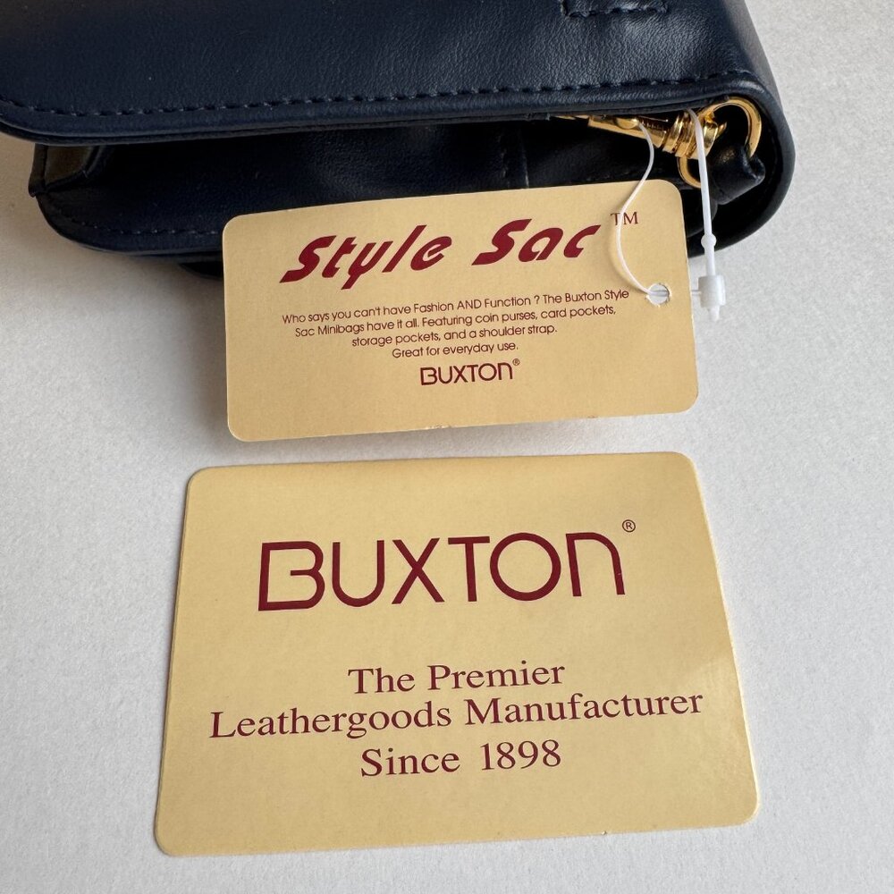 Buxton Mini Bag NWT Crossbody Navy Leather - Picture 6 of 16